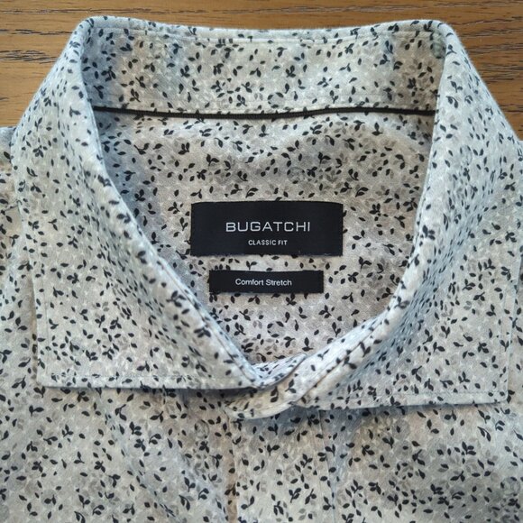 Bugatchi Gray Men's Shirt Sz L Button-Up Classic Fit Comfort Stretch‎ Career - Picture 7 of 16
